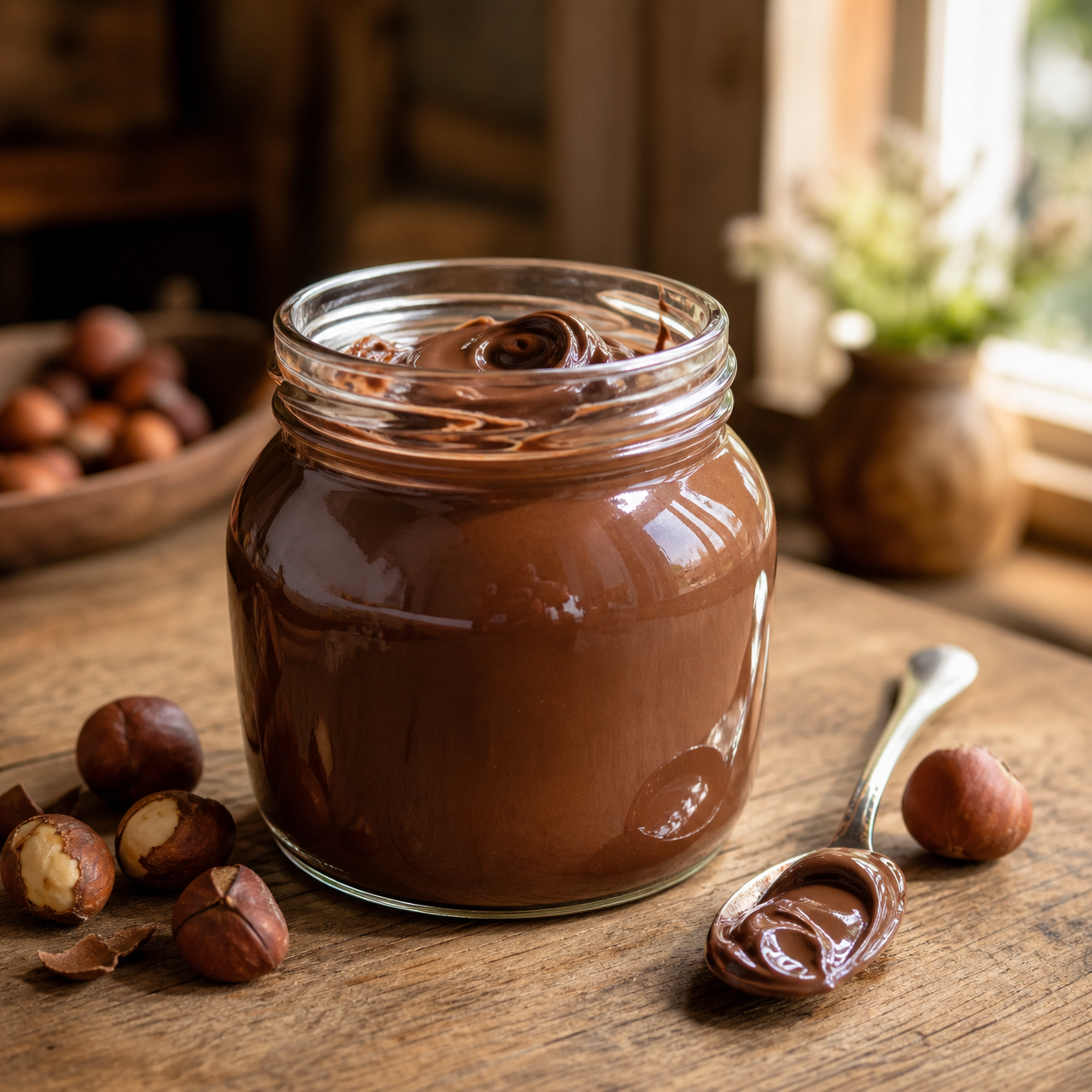 Nutella - KI-generiertes fotorealistisches Bild ohne Text oder Logo.