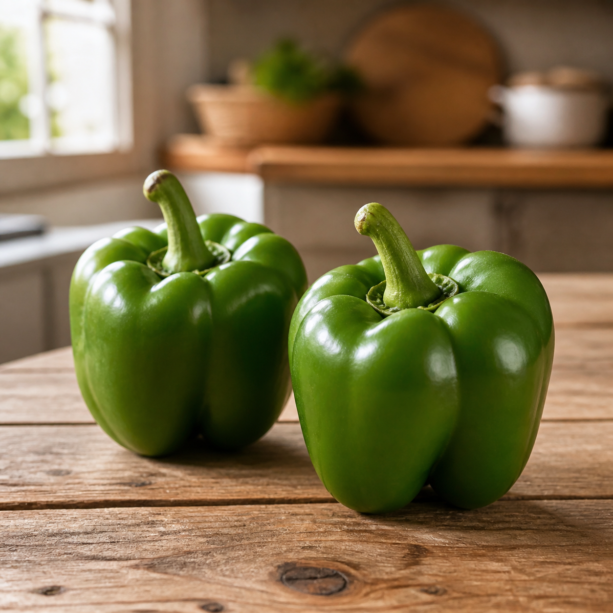Paprika (grün) - KI-generiertes fotorealistisches Bild ohne Text oder Logo.